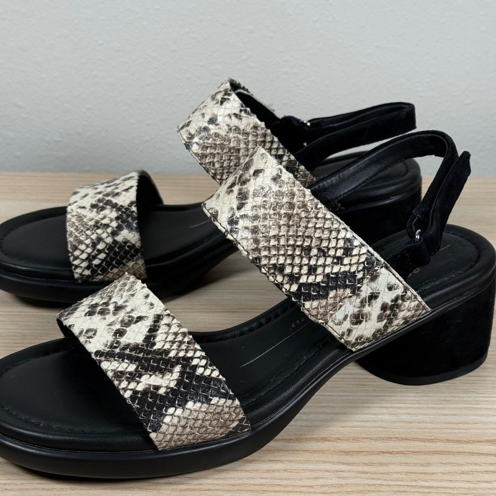 ECCO Sculpted 35 Luxe Sandals Womens 9-9.5 Snake Skin Ankle Strap Heeled